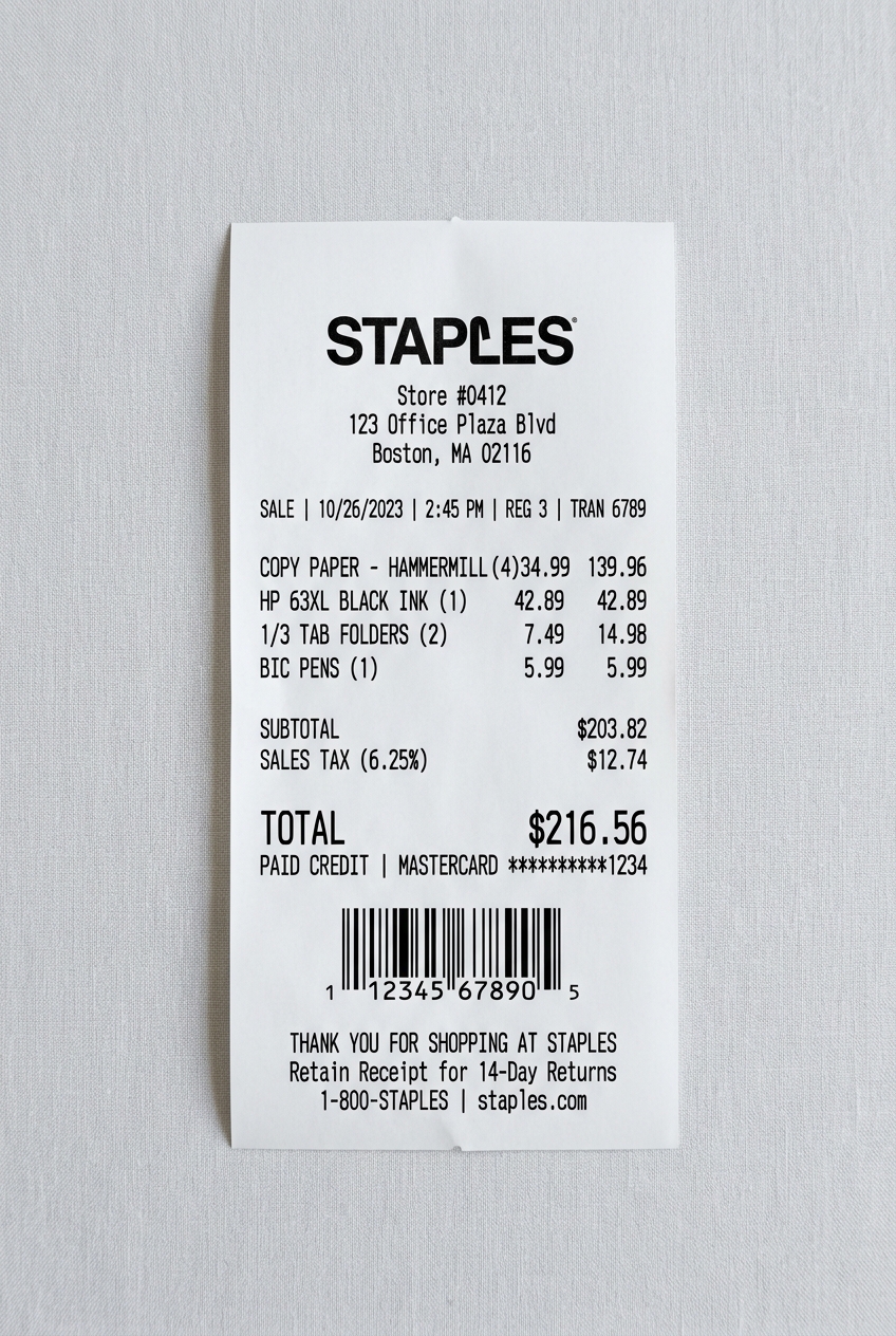 Receipt being scanned